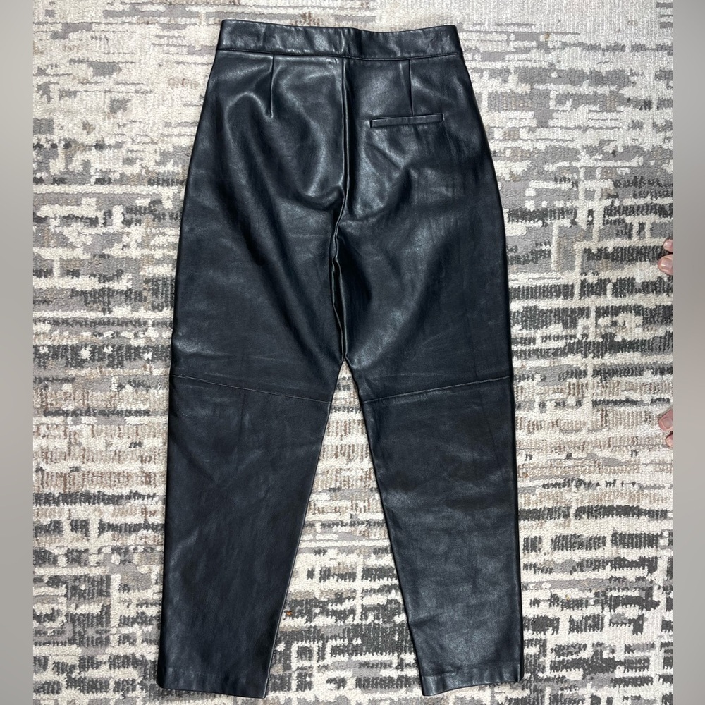 Mango Black Vegan Leather Highrise Mom Fit Faux Leather Pants Size 2 - Picture 10 of 13
